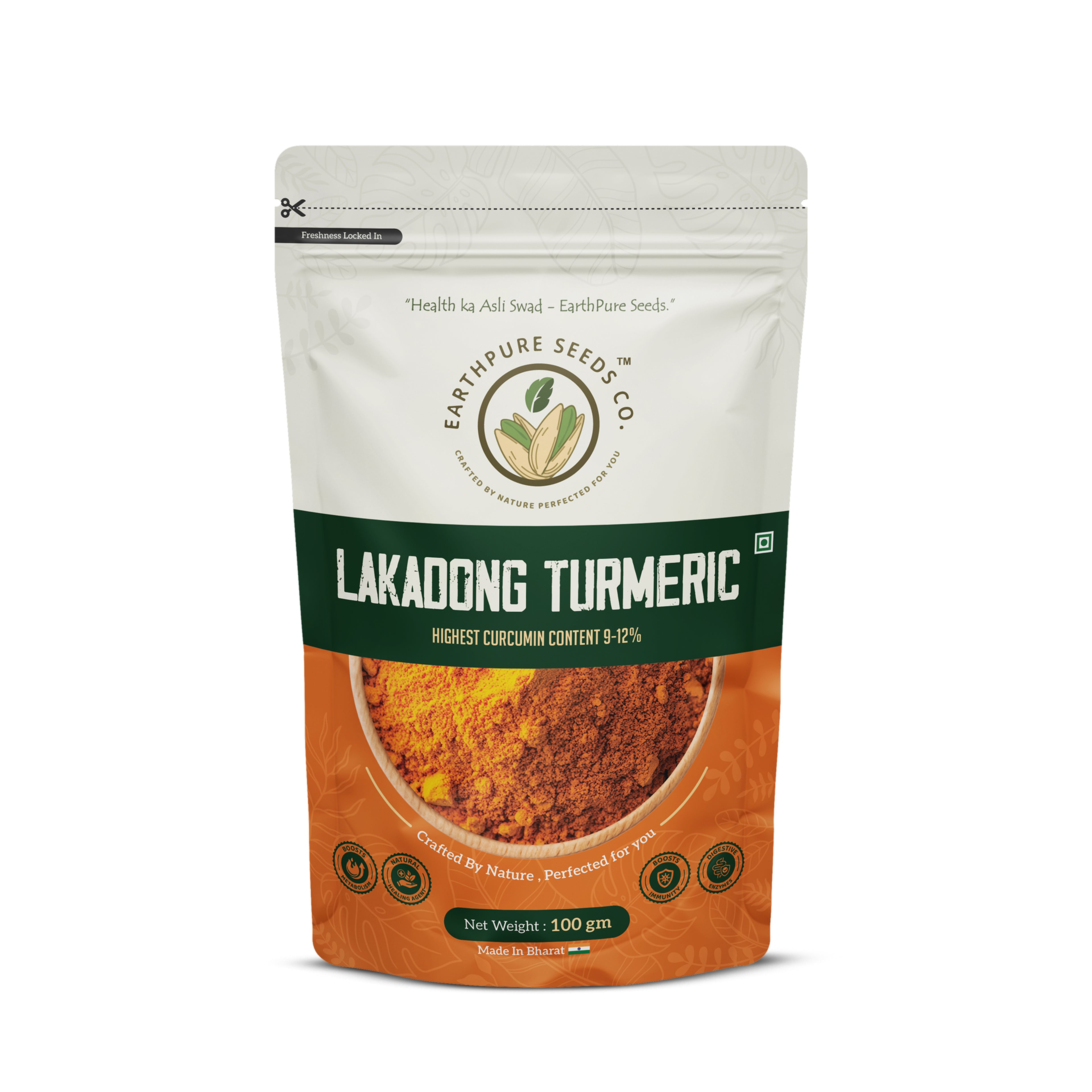 EarthPure Lakadong Turmeric Powder - rich in colour, strong in aroma, free from artificial enhancement