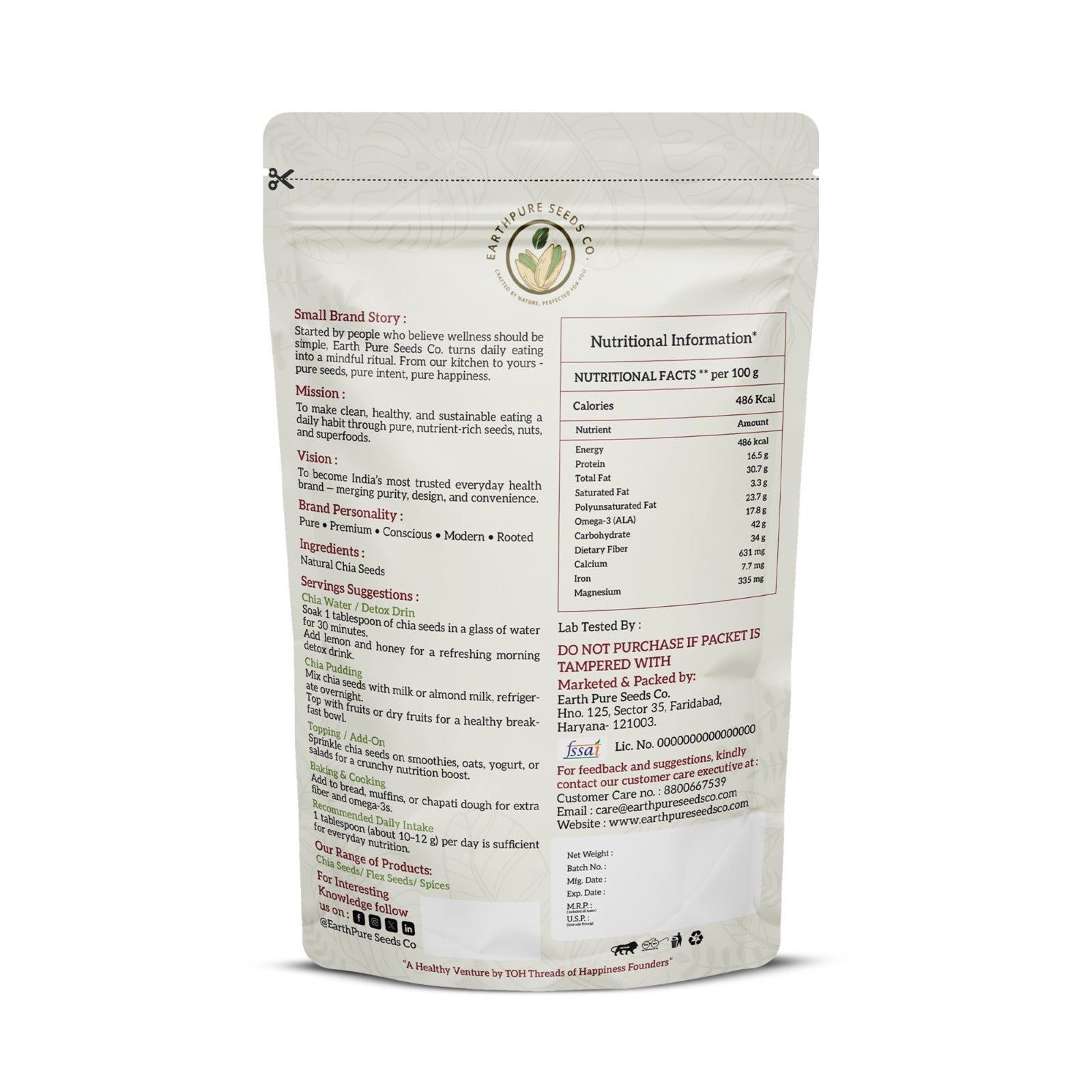 EarthPure Chia Seeds – Clean, Nutrient-Rich Superfood for Everyday Nutrition