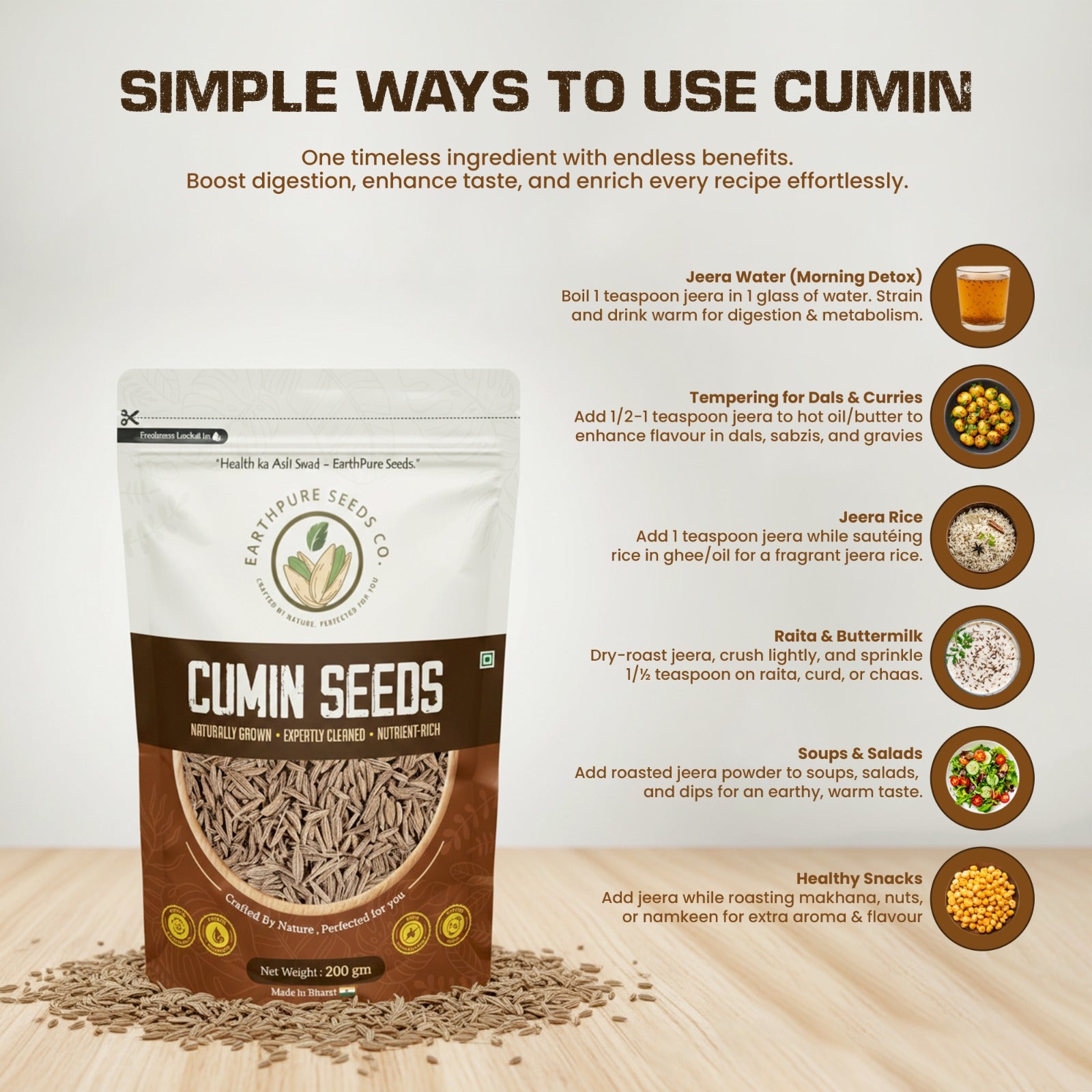 EarthPure Cumin Seeds – Bold Aroma. Pure Taste. Zero Compromise.