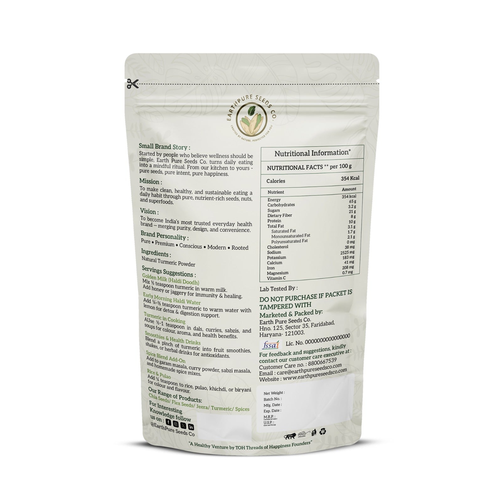 EarthPure Turmeric – Pure Colour, Strong Aroma, High Curcumin Goodness