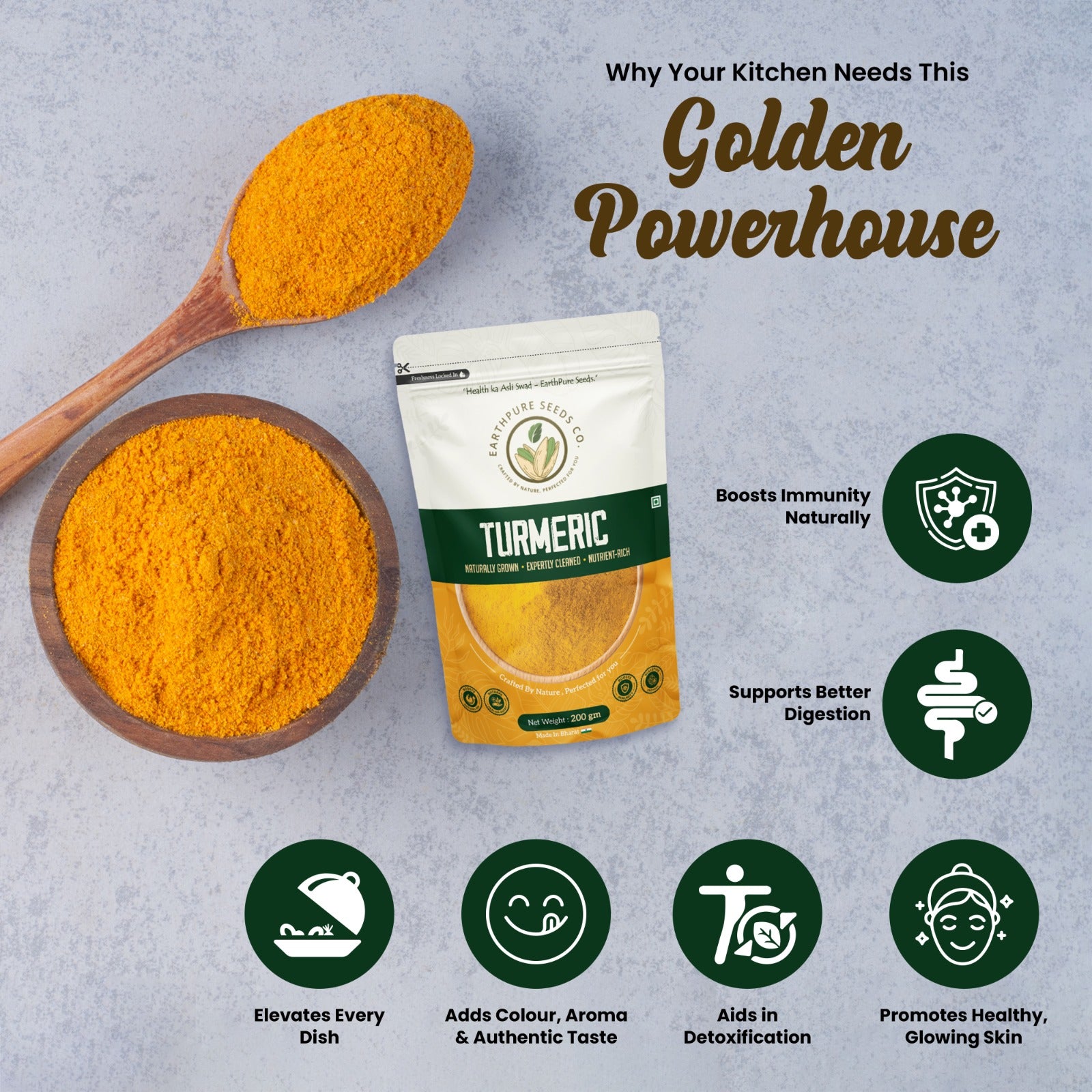 EarthPure Turmeric – Pure Colour, Strong Aroma, High Curcumin Goodness