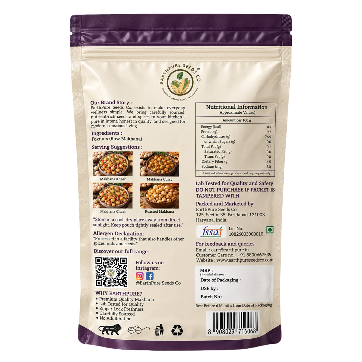 Earthpure Raw Premium Makhana 100 gm