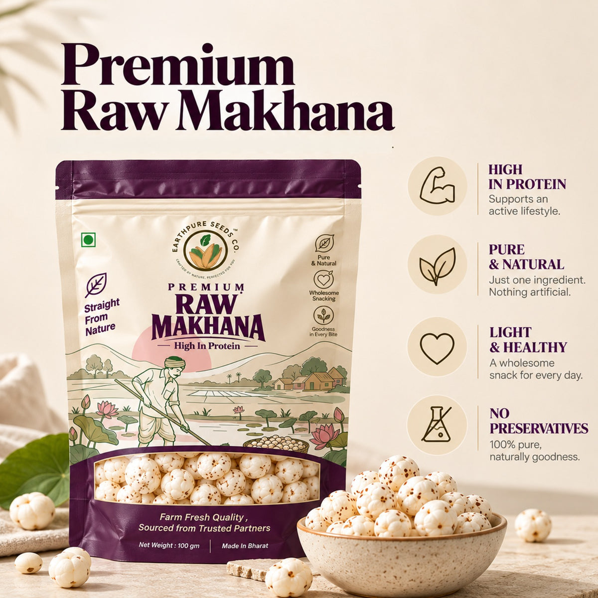 Earthpure Raw Premium Makhana 100 gm