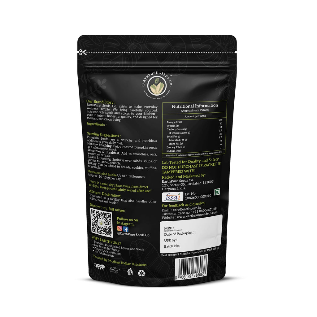 EarthPure Pumpkin Seed-Rich in Protein & Fiber,Packed with Magnesium & Zinc