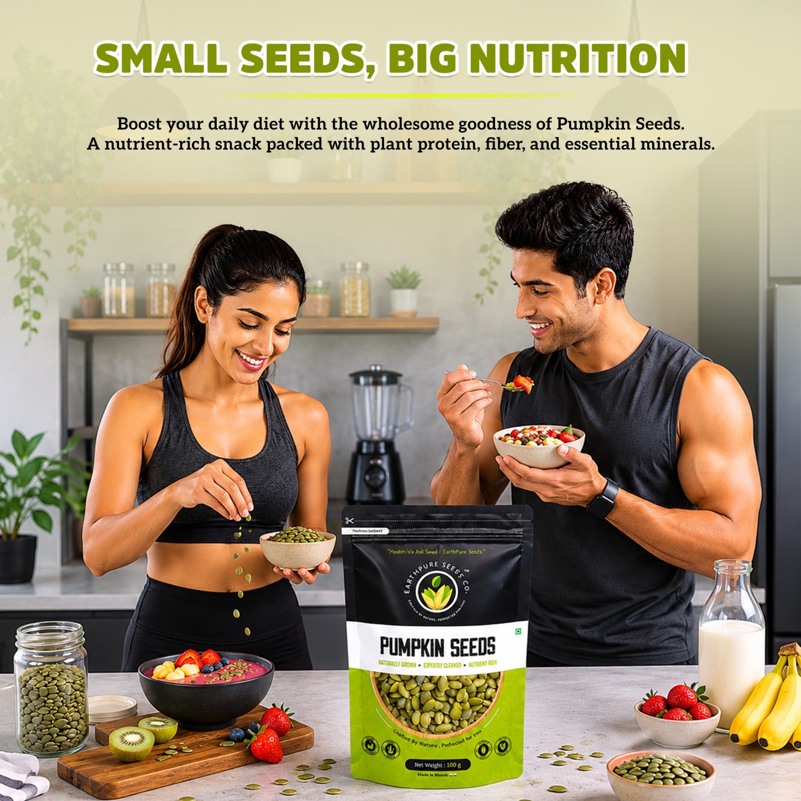 EarthPure Pumpkin Seed-Rich in Protein & Fiber,Packed with Magnesium & Zinc